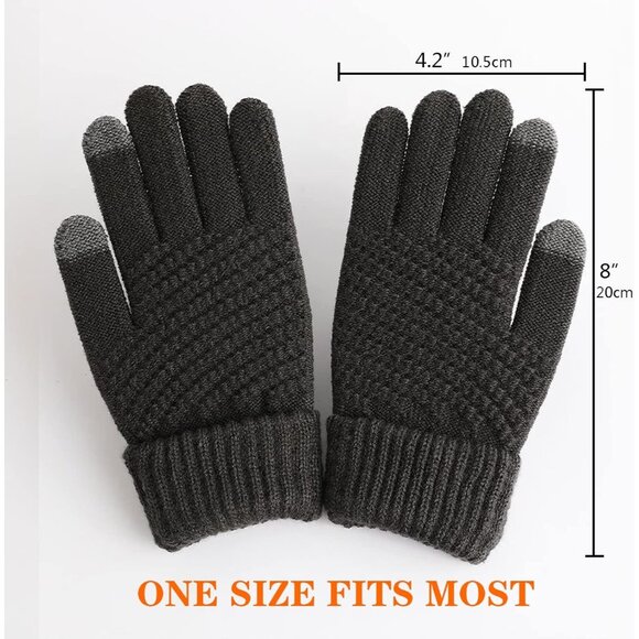 Women's 2 Pairs Black Grey Winter Touch Screen Gloves Elastic Cuff Winter Gloves - Picture 5 of 7